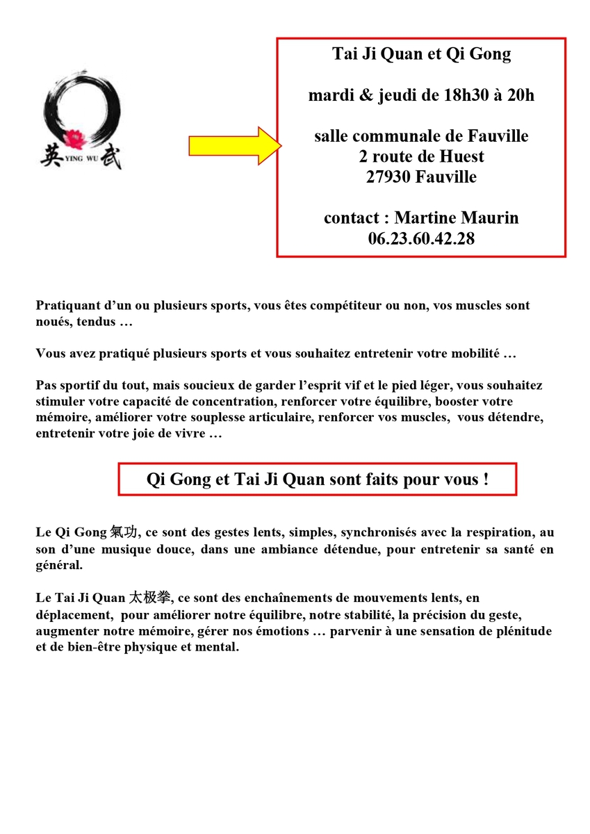 Tai Ji Quan et Qi Gong sont faits pour vous !