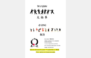 Reprise des cours de TaiJi Quan et Qi Gong à Fauville mardi 15 septembre 2026