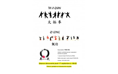 Reprise des cours de TaiJi Quan et Qi Gong à Fauville mardi 15 septembre 2026